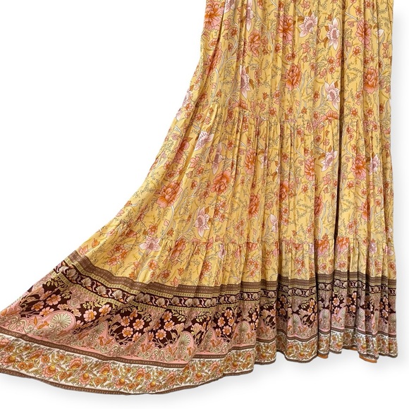 A Beautiful Soul Floral Tie Ribbon Tiered Ruffled Hem Flowy Maxi Dress XL - Picture 4 of 14